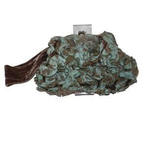 Clutch Bag with Velvet Wristlet Covered in Iridescent Silk Flowers